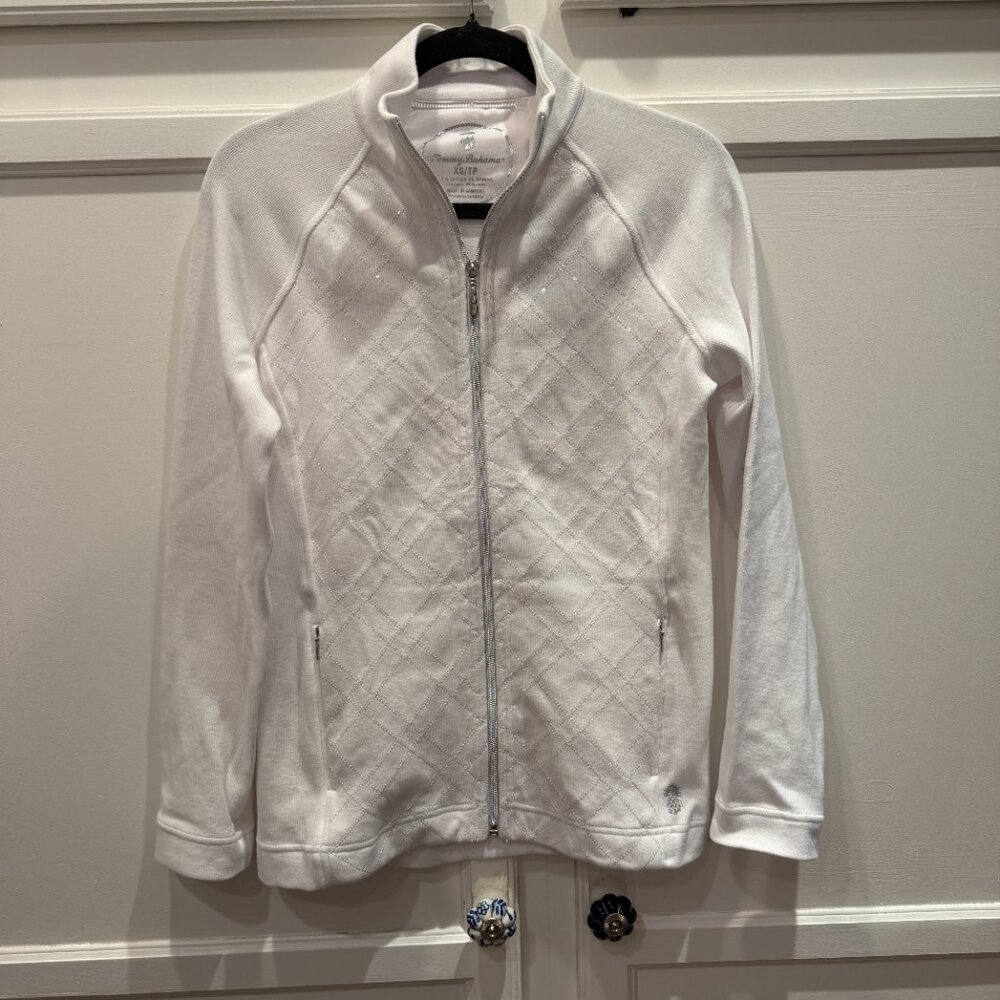 TOMMY BAHAMA Aruba Diamond Days Embroidered Full-Zip Sweatshirt - XS White